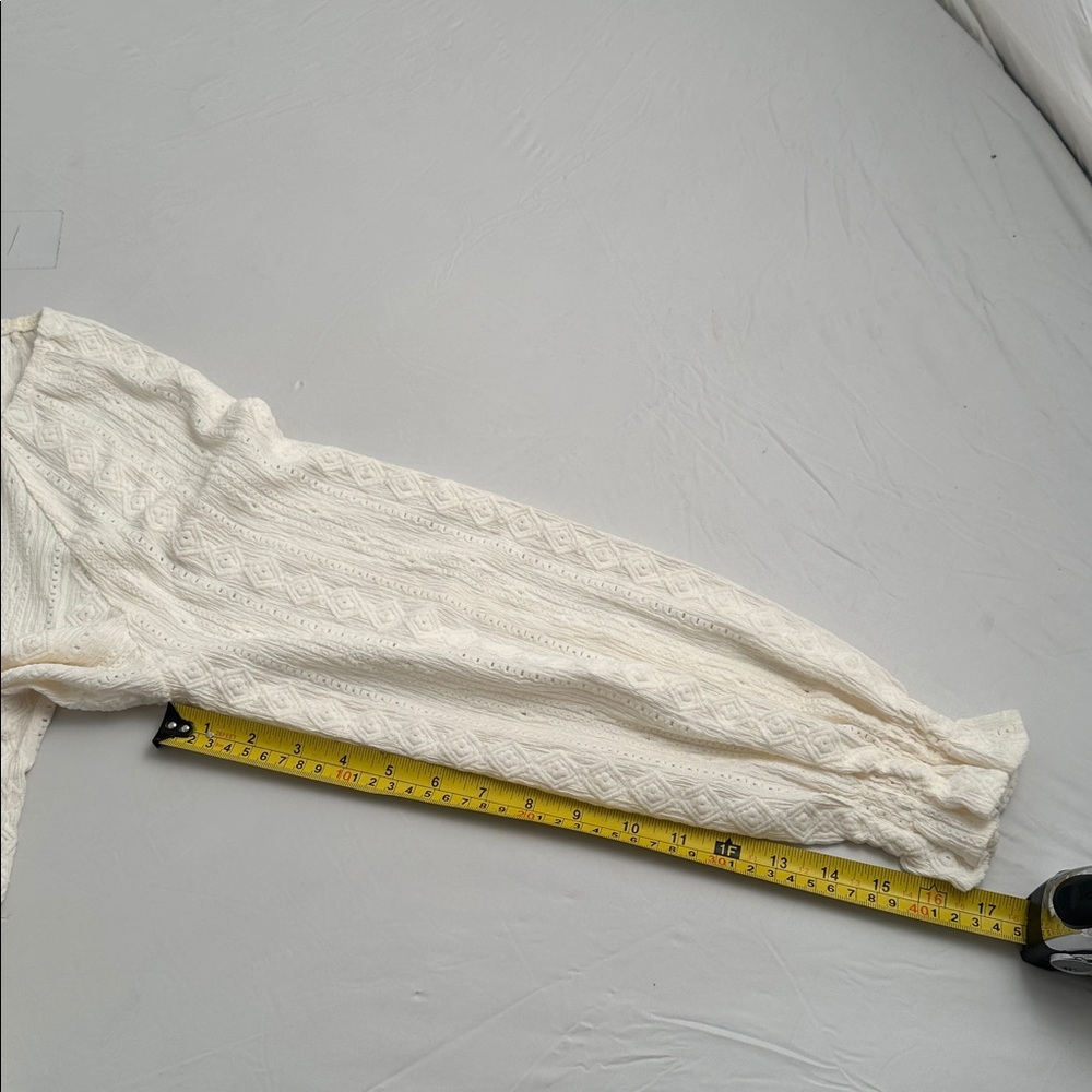 Frye Salt Breeze cream off-white split neck long sleeve peasant blouse - Picture 11 of 12